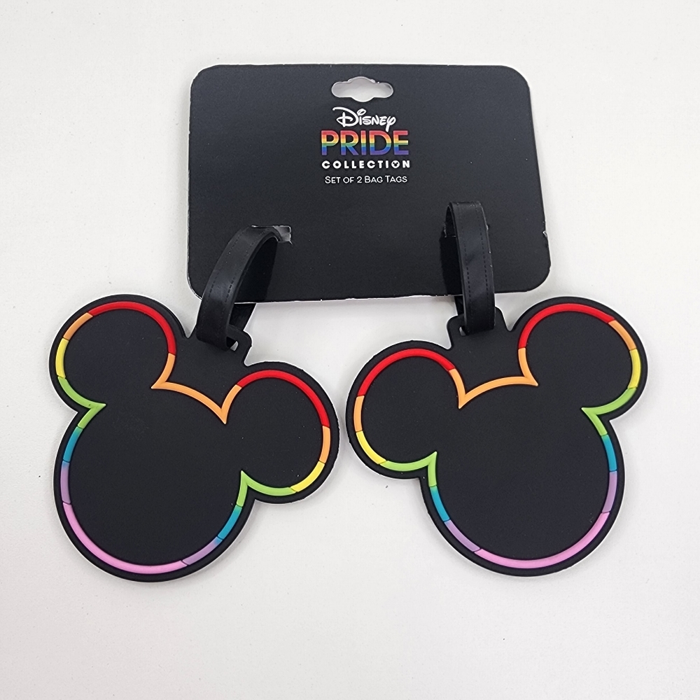 Disney Pride Collection Bag Tags Set of 2 Heavy Duty Mickey Mouse Shape Rubber
